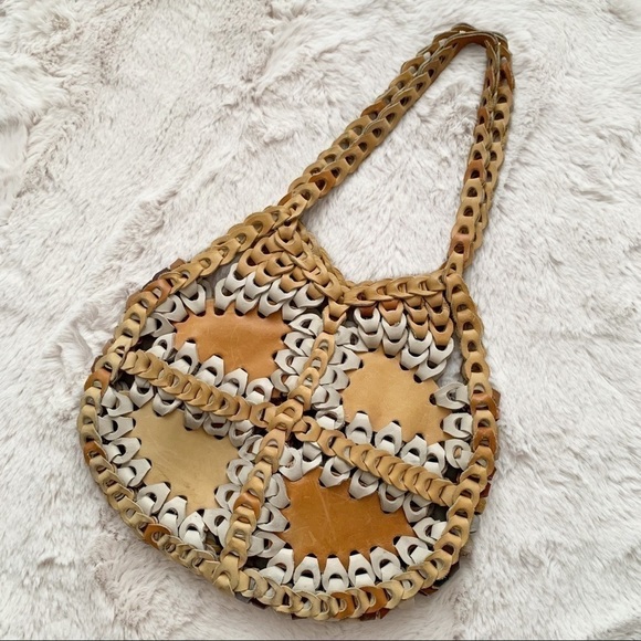 VINTAGE | 1970s Leather Chain Patchwork Shoulder Bag - Picture 2 of 12